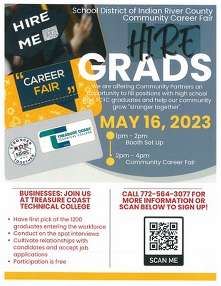 SCHOOL DISTRICT OF INDIAN RIVER COUNTY COMMUNITY CAREER FAIR May 16